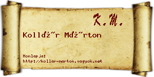 Kollár Márton névjegykártya